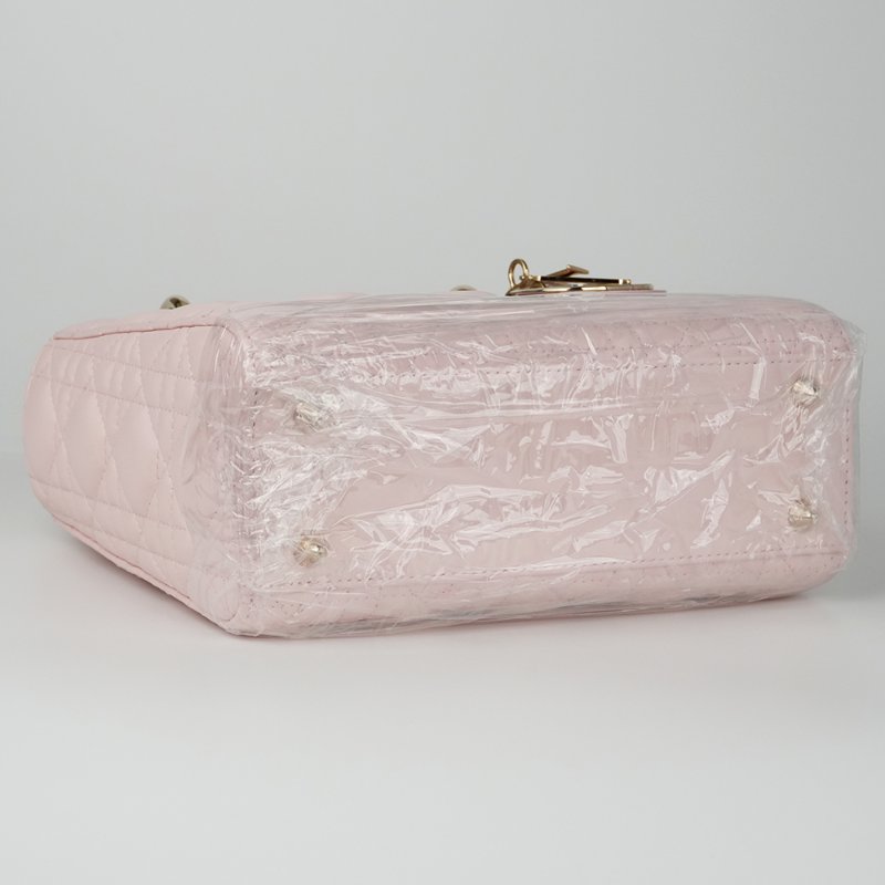 KESH 凱仕國際精品【金色吊飾、優雅甜美】Lady Dior My ABCDior 櫻花粉手提包｜迪奧戴妃包｜淡粉色羊皮革藤格紋-14