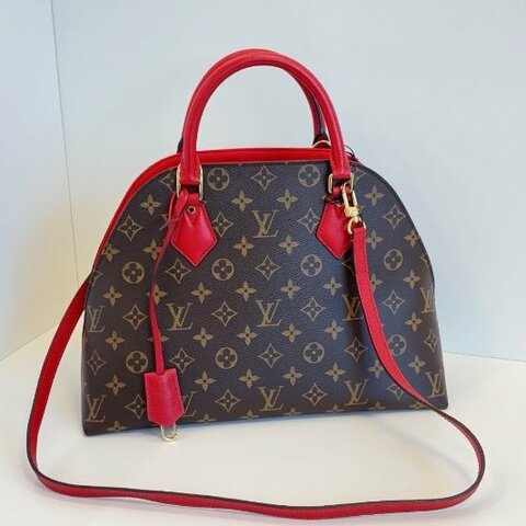 路易威登/Louis Vuitton Alma BB 老花拼紅貝殼手提包