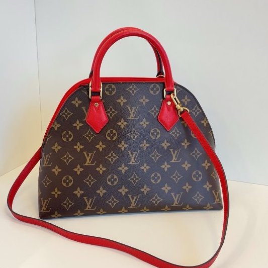 路易威登/Louis Vuitton Alma BB 老花拼紅貝殼手提包-1