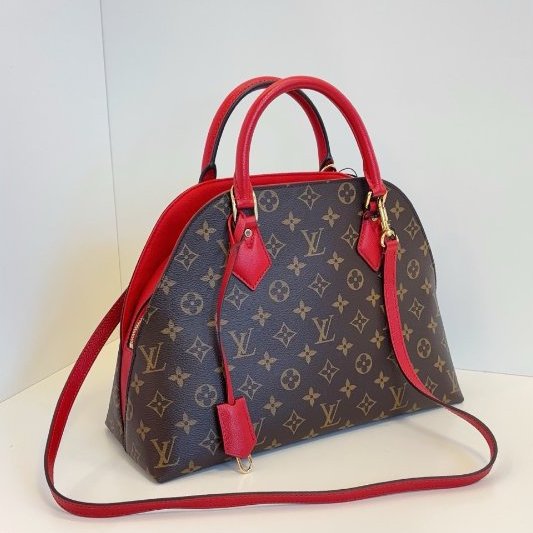 路易威登/Louis Vuitton Alma BB 老花拼紅貝殼手提包-2