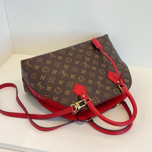 路易威登/Louis Vuitton Alma BB 老花拼紅貝殼手提包-4