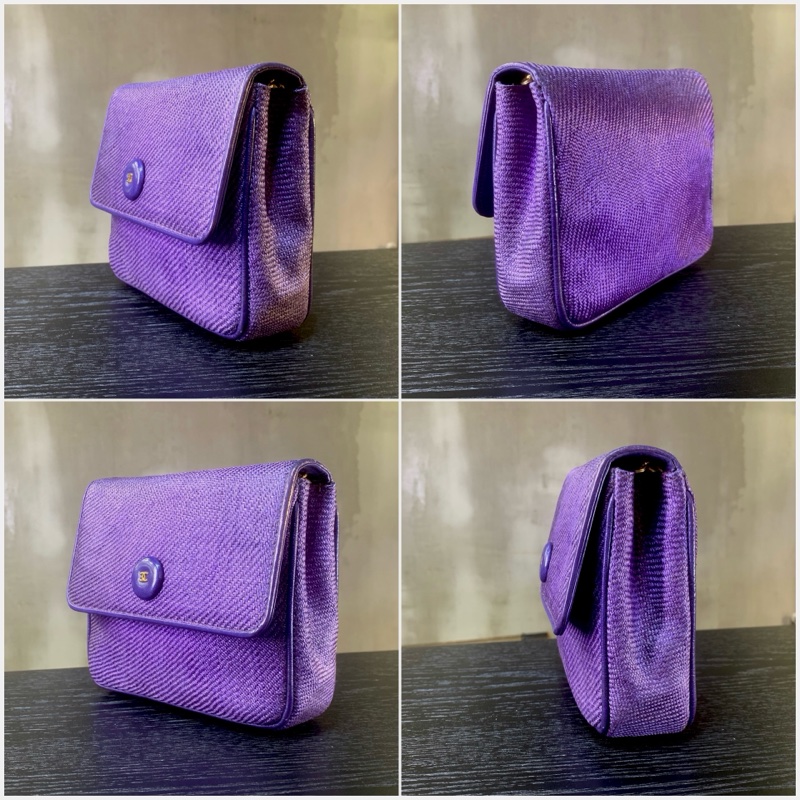 極罕中古紫羅蘭色拉菲編織單肩包 Rare Chanel Vintage Shoulder Bag In Violet-1