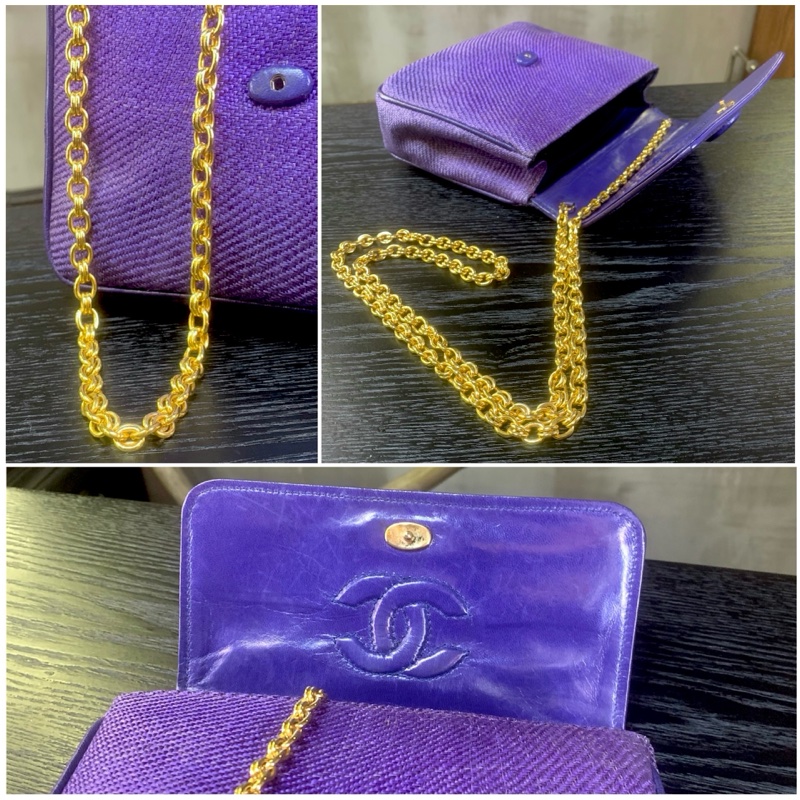 極罕中古紫羅蘭色拉菲編織單肩包 Rare Chanel Vintage Shoulder Bag In Violet-4