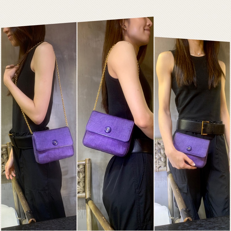 極罕中古紫羅蘭色拉菲編織單肩包 Rare Chanel Vintage Shoulder Bag In Violet-6