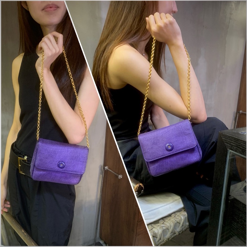 極罕中古紫羅蘭色拉菲編織單肩包 Rare Chanel Vintage Shoulder Bag In Violet-7