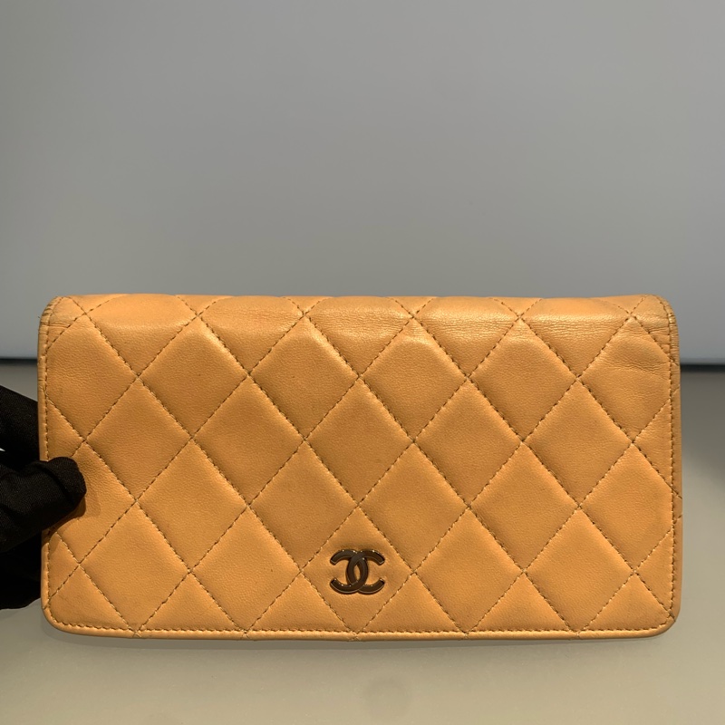CHANEL粉色羊皮長款錢包 尺寸18cm×2cm×10cm-0