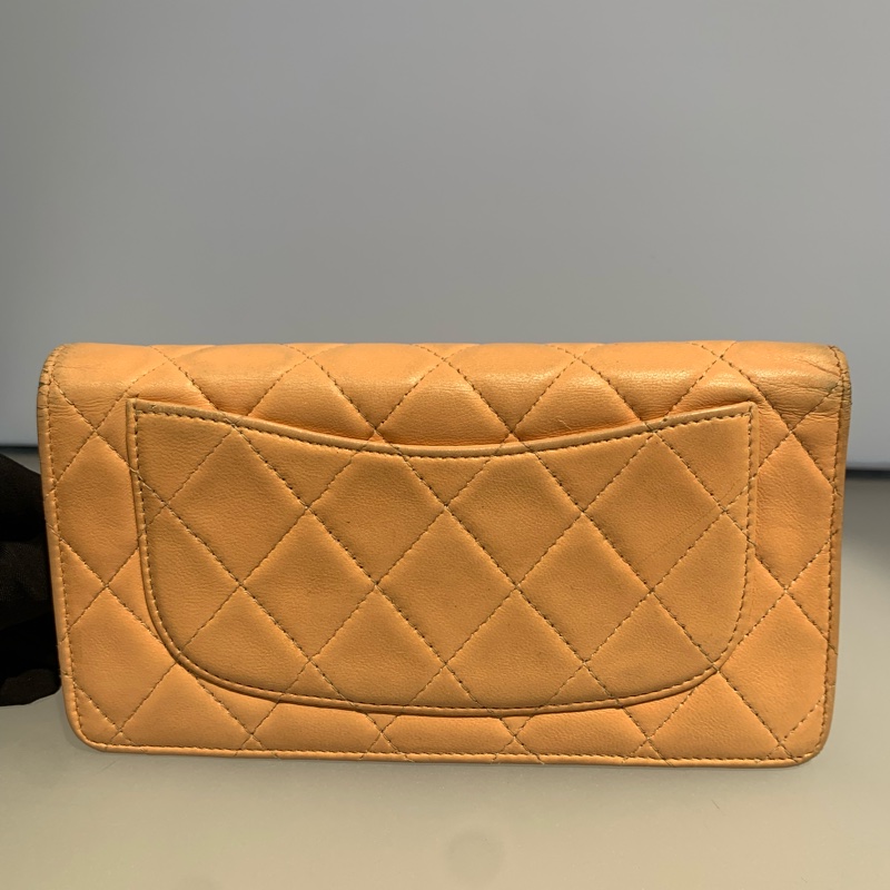 CHANEL粉色羊皮長款錢包 尺寸18cm×2cm×10cm-1