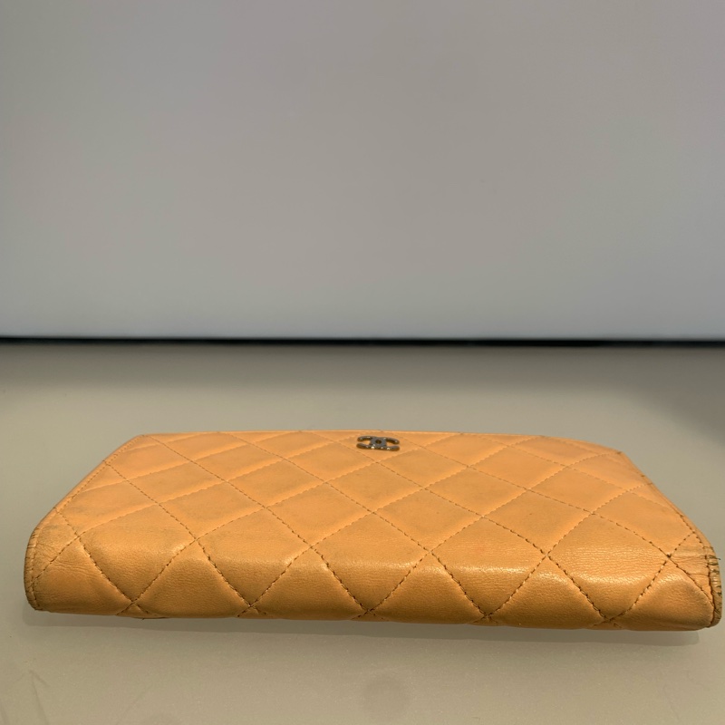 CHANEL粉色羊皮長款錢包 尺寸18cm×2cm×10cm-3