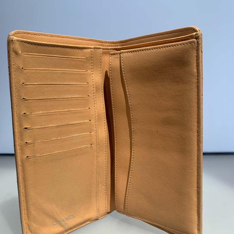 CHANEL粉色羊皮長款錢包 尺寸18cm×2cm×10cm-4