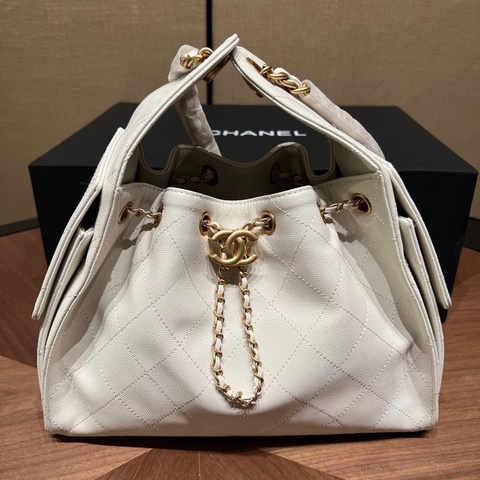 Chanel 25 mini white GHW bag