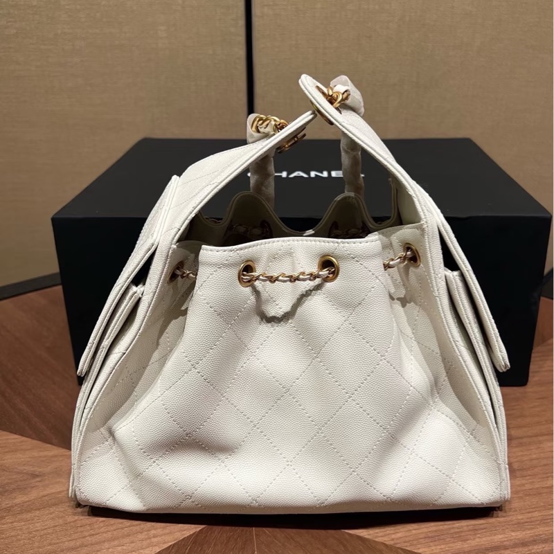 Chanel 25 mini white GHW bag-1