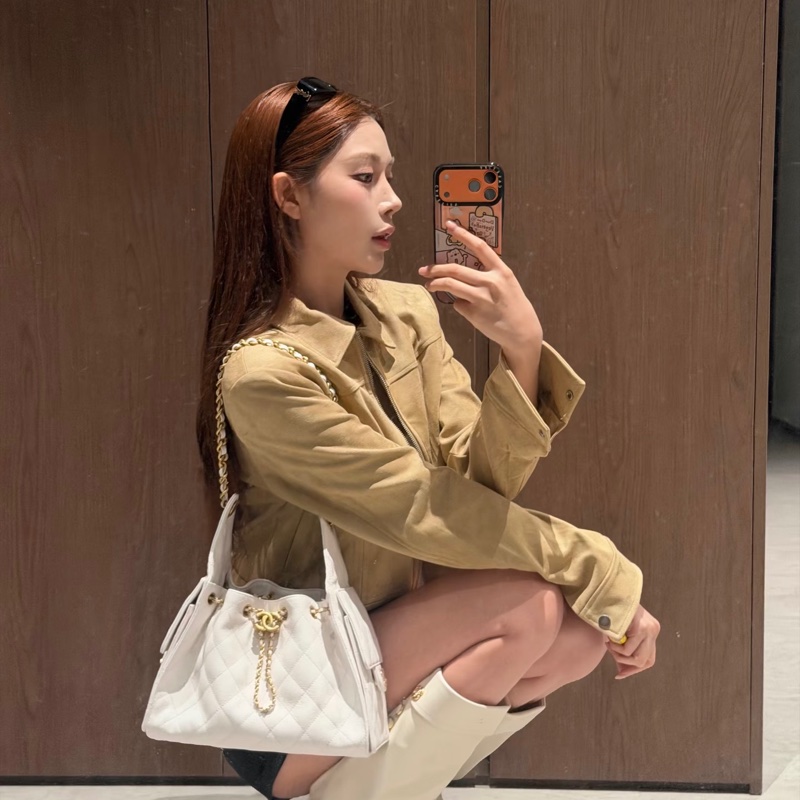 Chanel 25 mini white GHW bag-6