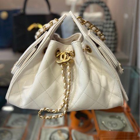 Chanel 25 mini white GHW bag