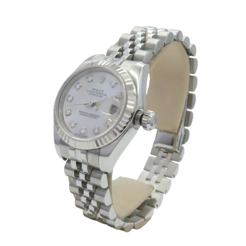 母貝錶盤 18K白金 不鏽鋼 10PD鑽石 Datejust 26 腕錶【ROLEX 勞力士】 179174G-1
