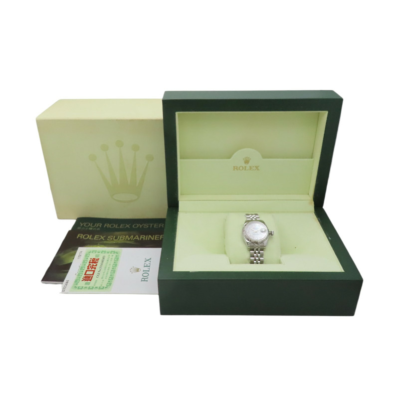 母貝錶盤 18K白金 不鏽鋼 10PD鑽石 Datejust 26 腕錶【ROLEX 勞力士】 179174G-9