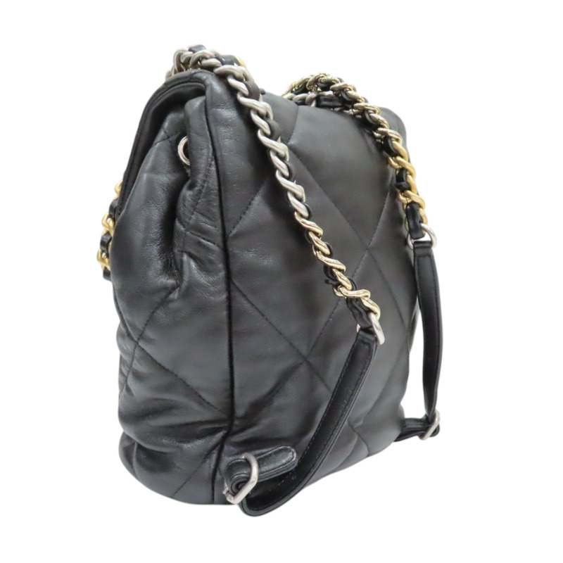 黑色 菱格紋 羊皮 19 後背包 金扣【CHANEL 香奈兒】 AS4223-1