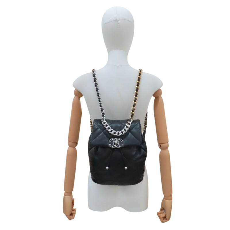 黑色 菱格紋 羊皮 19 後背包 金扣【CHANEL 香奈兒】 AS4223-6