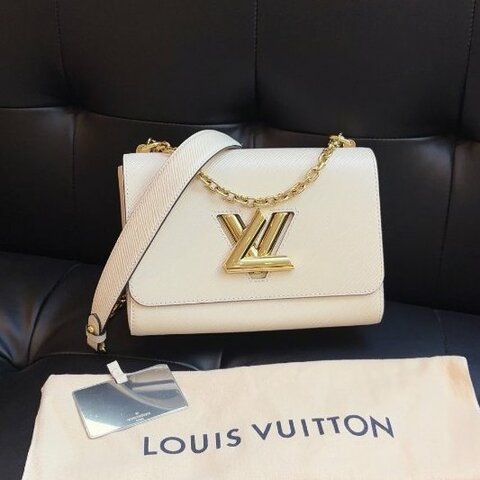 閒置新 路易威登/Louis Vuitton 白色金扣Twist鏈條包 中號 芯片款