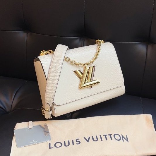 閒置新 路易威登/Louis Vuitton 白色金扣Twist鏈條包 中號 芯片款-2