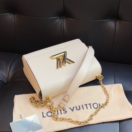 閒置新 路易威登/Louis Vuitton 白色金扣Twist鏈條包 中號 芯片款-4