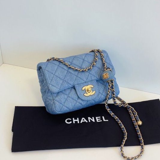 近新品 香奈兒/Chanel 牛仔CF金球方胖子 芯片款-2