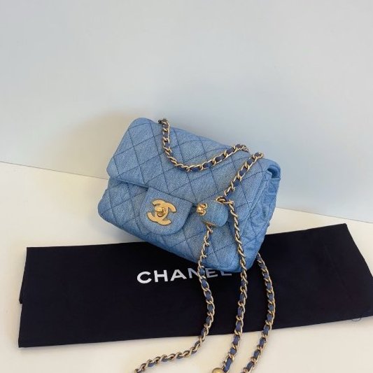 近新品 香奈兒/Chanel 牛仔CF金球方胖子 芯片款-3
