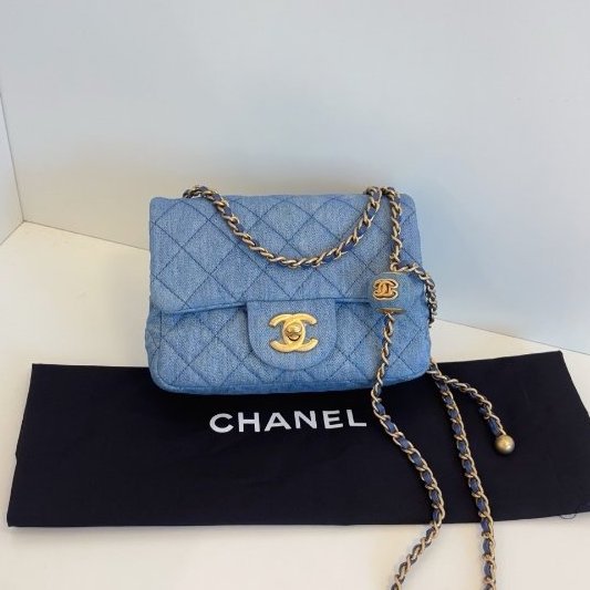 近新品 香奈兒/Chanel 牛仔CF金球方胖子 芯片款-5