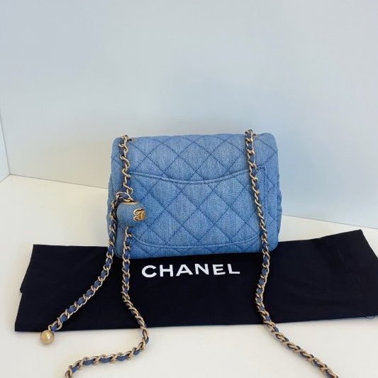 近新品 香奈兒/Chanel 牛仔CF金球方胖子 芯片款-6
