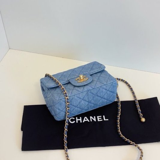 近新品 香奈兒/Chanel 牛仔CF金球方胖子 芯片款-7