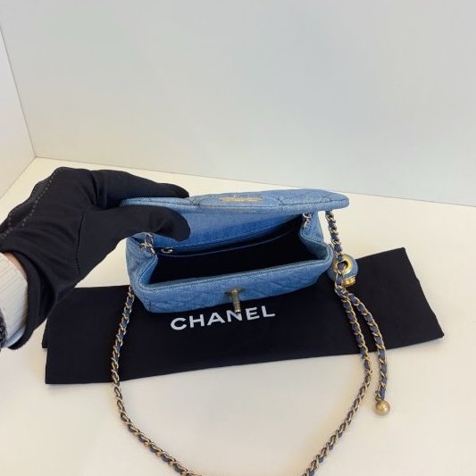 近新品 香奈兒/Chanel 牛仔CF金球方胖子 芯片款-8