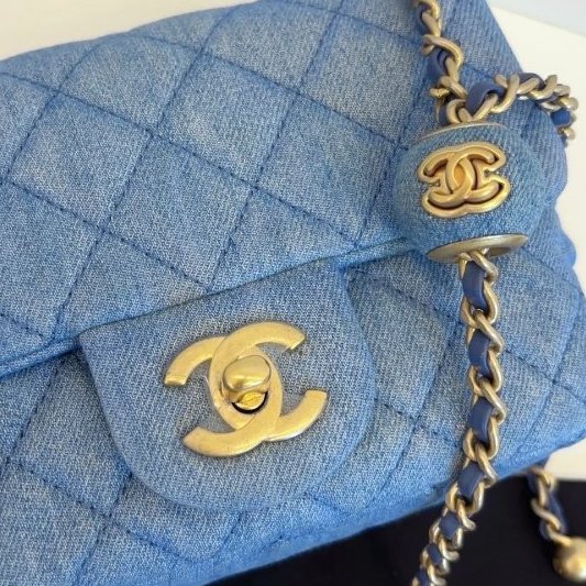 近新品 香奈兒/Chanel 牛仔CF金球方胖子 芯片款-9