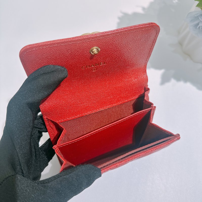 TW4830 Chanel 香奈兒 翻蓋 boy款 大卡包 荔枝皮Boy Coin Cardholder Caviar Red x GHW-10