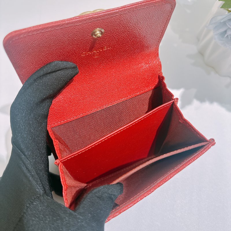 TW4830 Chanel 香奈兒 翻蓋 boy款 大卡包 荔枝皮Boy Coin Cardholder Caviar Red x GHW-11