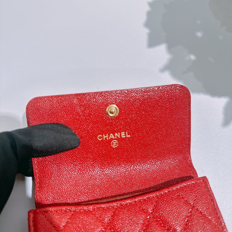 TW4830 Chanel 香奈兒 翻蓋 boy款 大卡包 荔枝皮Boy Coin Cardholder Caviar Red x GHW-12