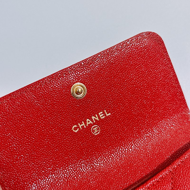TW4830 Chanel 香奈兒 翻蓋 boy款 大卡包 荔枝皮Boy Coin Cardholder Caviar Red x GHW-13