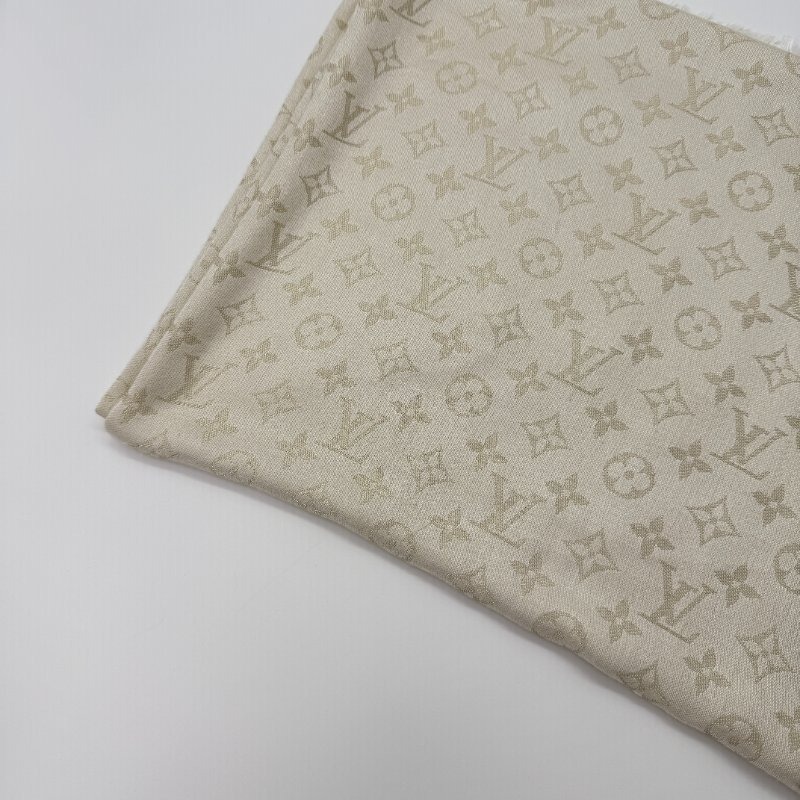 Louis Vuitton 路易威登 Monogram Shine 米色 香檳金色 絲綢 羊毛 混紡披肩 圍巾-2