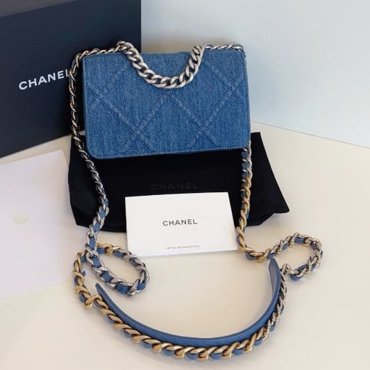 近新品 香奈兒/Chanel 19bag繫列丹寧Woc鏈條包 芯片款-1