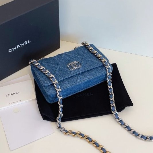 近新品 香奈兒/Chanel 19bag繫列丹寧Woc鏈條包 芯片款-4