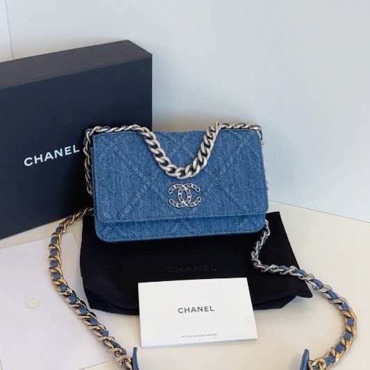近新品 香奈兒/Chanel 19bag繫列丹寧Woc鏈條包 芯片款-5