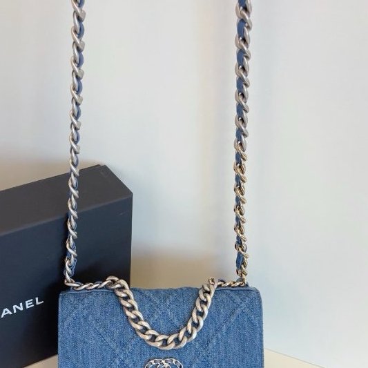 近新品 香奈兒/Chanel 19bag繫列丹寧Woc鏈條包 芯片款-9