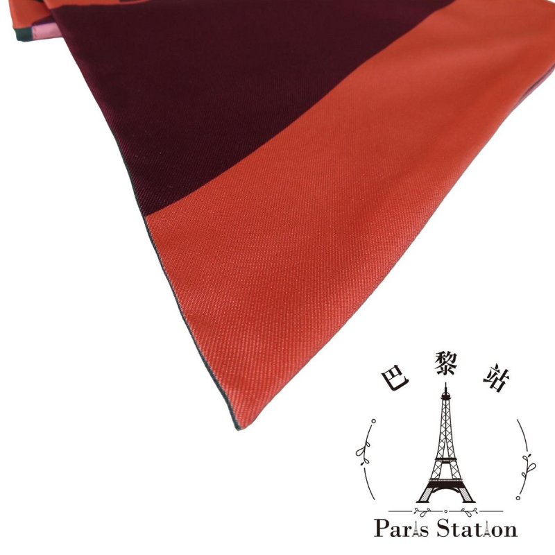 【巴黎站二手名牌專賣店】＊現貨＊HERMES 愛馬仕 真品＊亞馬遜祭典 Maxi Twilly 絕美粉色拼接點鑽 絲巾/長條巾-4