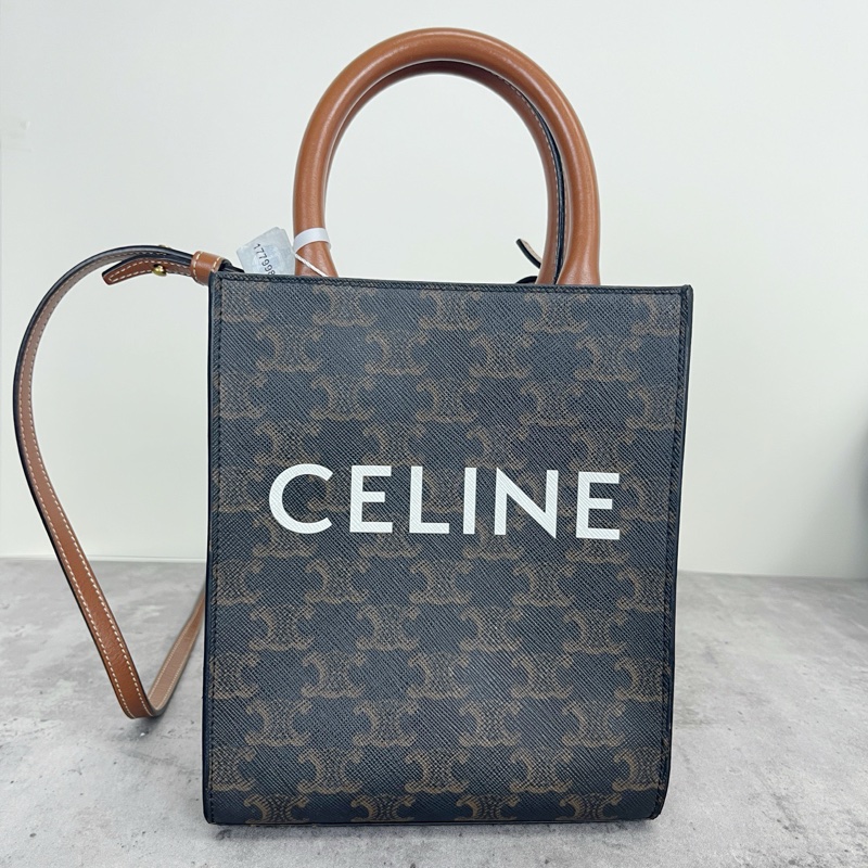 正品 賽琳Celine 琴譜印花黃褐色小號手提包斜背包-1