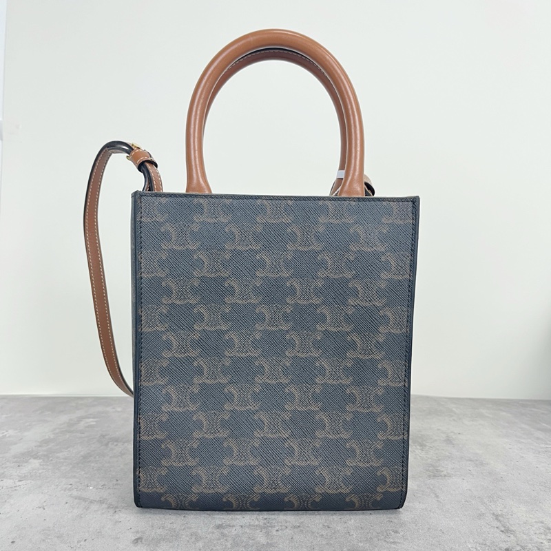 正品 賽琳Celine 琴譜印花黃褐色小號手提包斜背包-2
