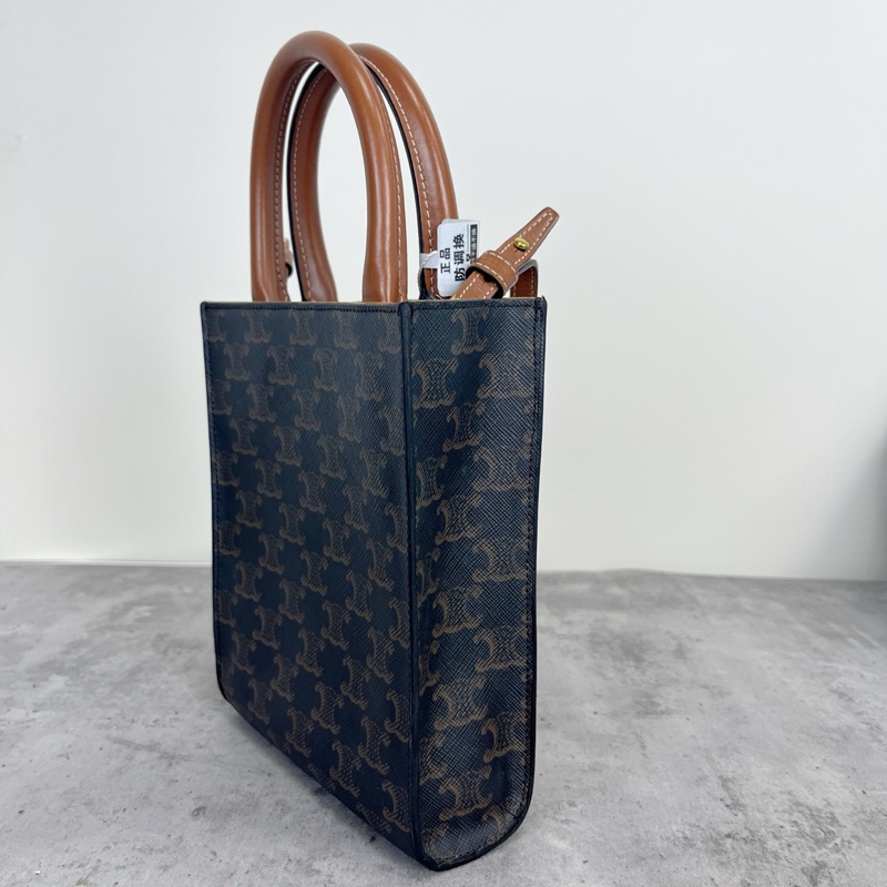 正品 賽琳Celine 琴譜印花黃褐色小號手提包斜背包-3