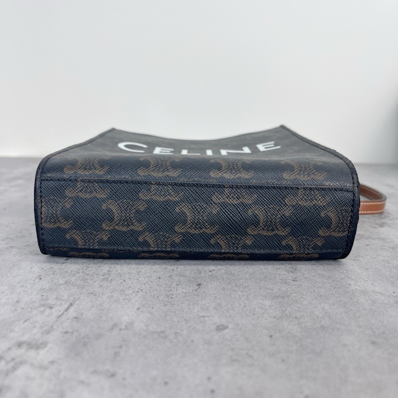 正品 賽琳Celine 琴譜印花黃褐色小號手提包斜背包-5