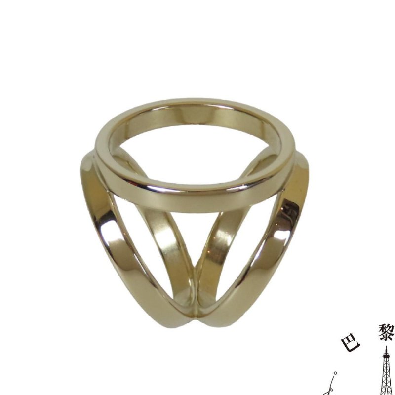 【巴黎站二手名牌專賣店】＊現貨＊HERMES 愛馬仕 真品＊ Trio Scarf Ring 經典三環設計絲巾環 (香檳金/絲巾扣)-2