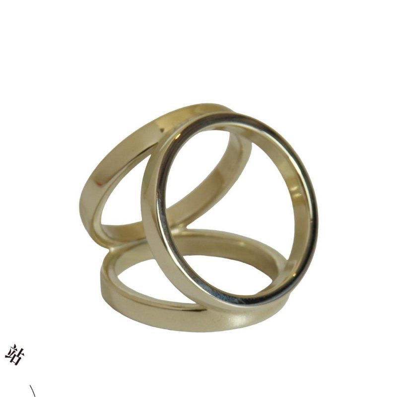 【巴黎站二手名牌專賣店】＊現貨＊HERMES 愛馬仕 真品＊ Trio Scarf Ring 經典三環設計絲巾環 (香檳金/絲巾扣)-3