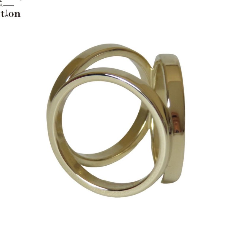 【巴黎站二手名牌專賣店】＊現貨＊HERMES 愛馬仕 真品＊ Trio Scarf Ring 經典三環設計絲巾環 (香檳金/絲巾扣)-5