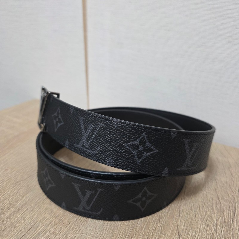 [品況優🥨] LV黑灰老花鎢金銀釦雙面用皮帶-1