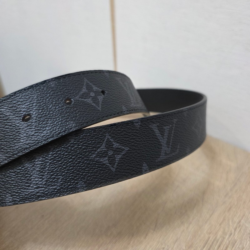 [品況優🥨] LV黑灰老花鎢金銀釦雙面用皮帶-11